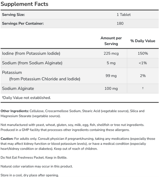 Potassium plus Iodine 180 tabs