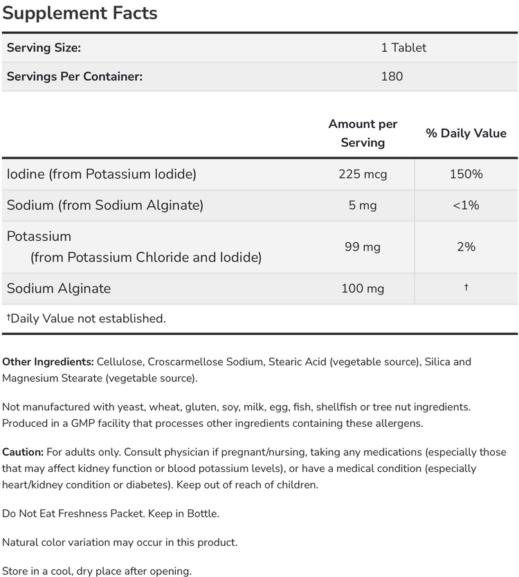 Potassium plus Iodine 180 tabs