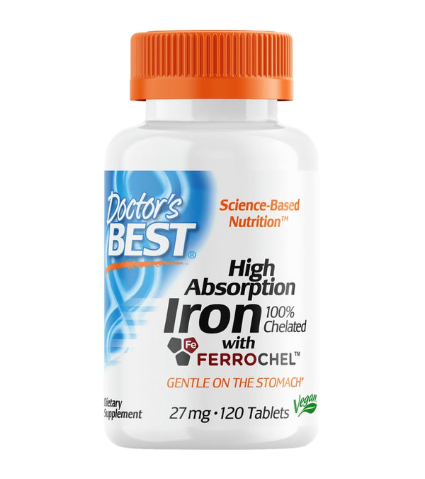 Doctor's Best High Absorption Iron with Ferrochel 27mg 120 tablets