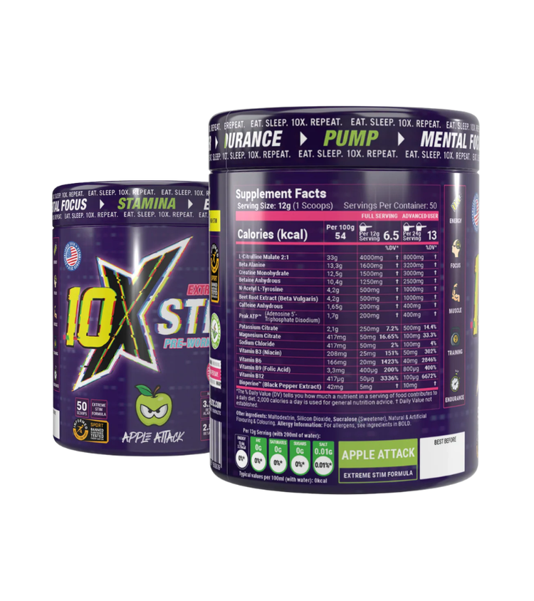 10X Extreme Stim Pre Workout 600g
