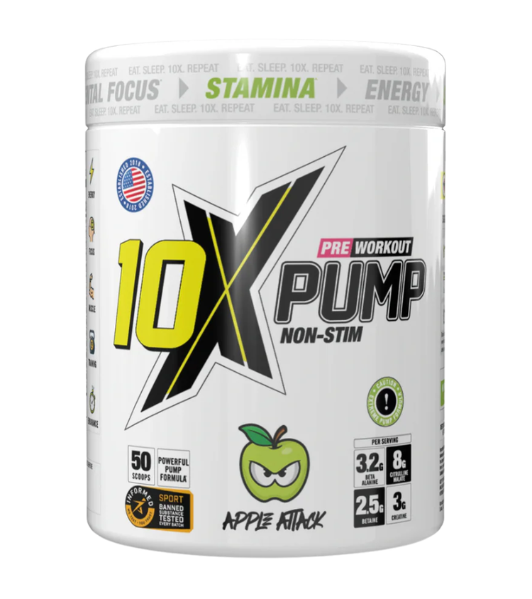 10X Athletic PUMP Non-Stim Pre Workout 50 servings