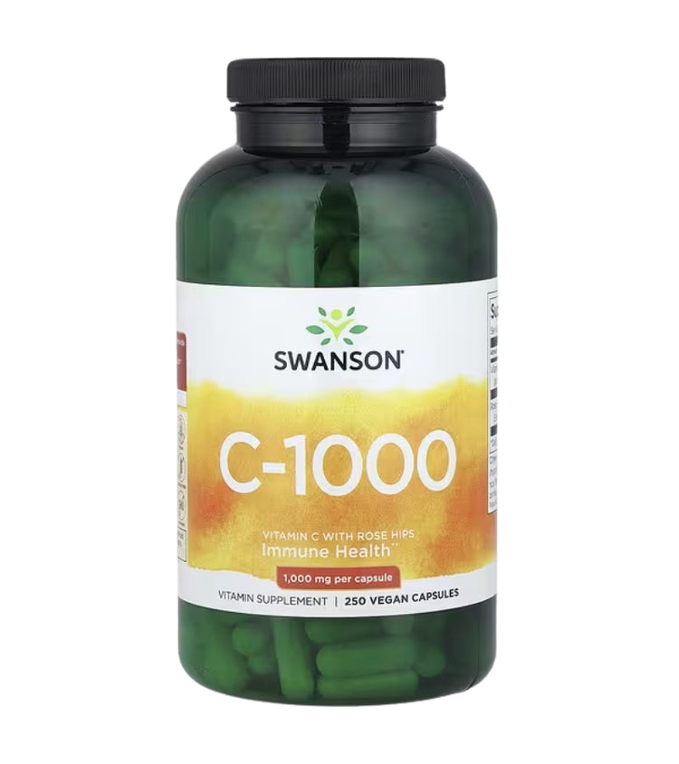 Swanson Vegan Vitamin C 1000 mg with Rose Hips – 250 Capsules