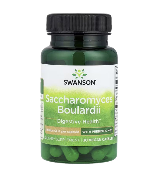 Swanson Vegan Saccharomyces Boulardii with Prebiotic MOS – 30 Capsules