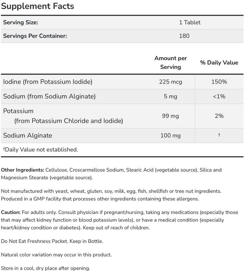 Potassium plus Iodine 180 tabs