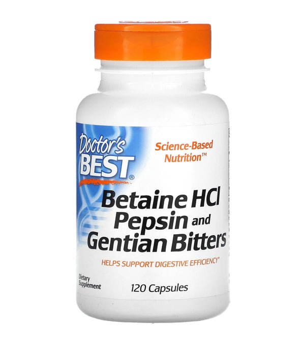 Doctor's Best Betaine HCL Pepsin & Gentian Bitters 120 caps