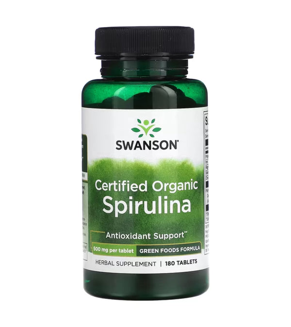 Swanson Certified Organic Spirulina, 500 mg, 180 tabs