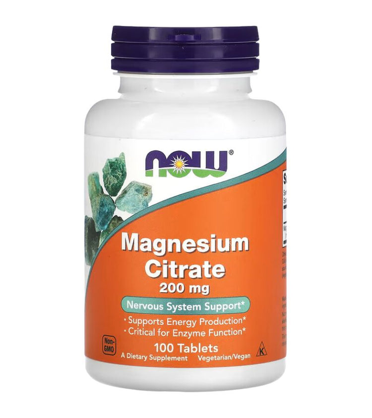 NOW Foods Magnesium Citrate - 200mg | 100 Tablets