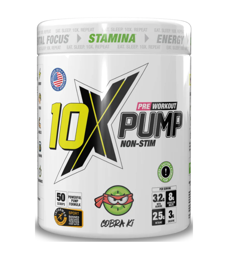 10X Athletic PUMP Non-Stim Pre Workout 50 servings