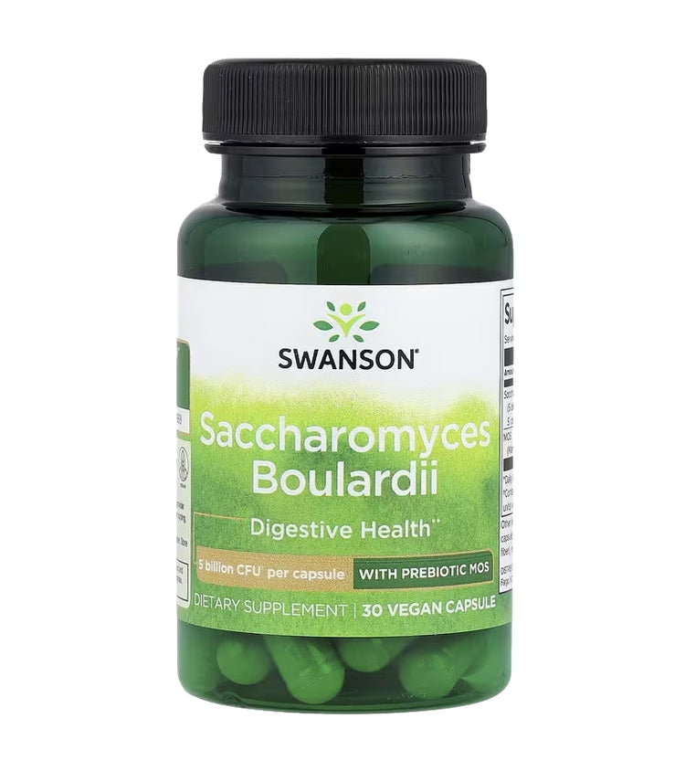 Swanson Vegan Saccharomyces Boulardii with Prebiotic MOS – 30 Capsules