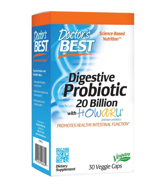 Doctor's Best Digestive Probiotic 20 Billion with Howaru 30 veg caps