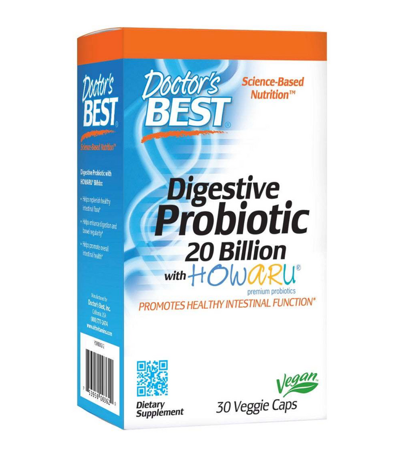 Doctor's Best Digestive Probiotic 20 Billion with Howaru 30 veg caps