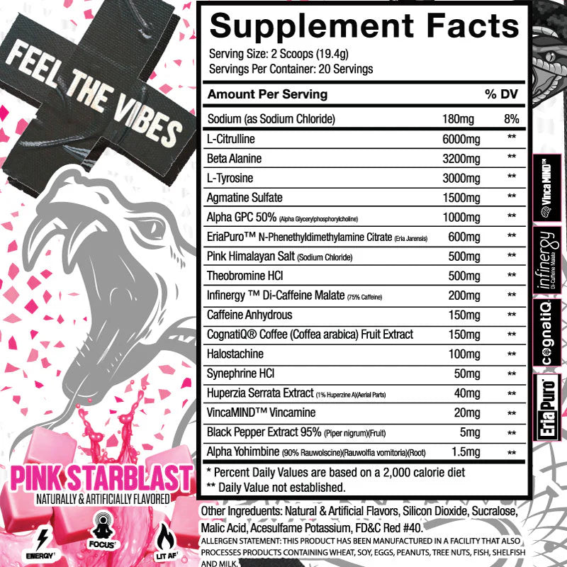 Smack Pre Workout Pink Starblast 20 Servings